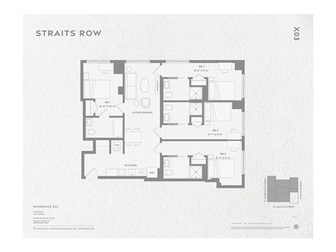 A floor plan of a residence with labeled rooms and dimensions.