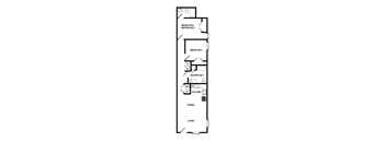 floor plan of a small apartment with a bedroom and a living room