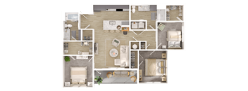 a floor plan of a house with furniture and a bedroom