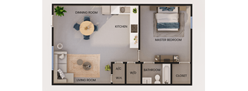 A floor plan of a house showing the layout of the rooms.