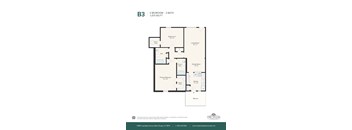 A floor plan for a 2 bedroom, 2 bath apartment at The Villas.
