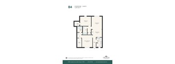 A floor plan for a 2 bedroom, 2 bath apartment.