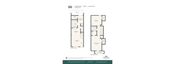 A floor plan for a 2 bedroom, 1 bath, 1 half bath apartment.