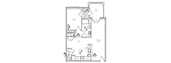 A black and white image of a floor plan for a house.