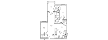 A black and white image of a floor plan for a house.
