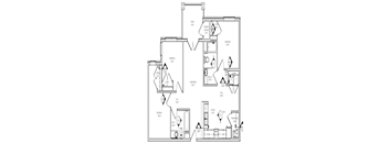 A black and white image of a floor plan for a house.