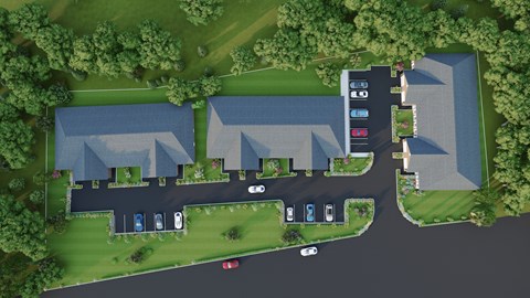 a rendering of a neighborhood with houses and trees