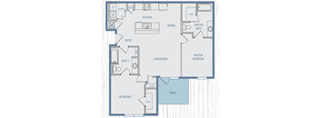 Rose 2 Bedroom 2 Bathroom Floorplan at Silver Oaks Apartments, Louisiana 70737