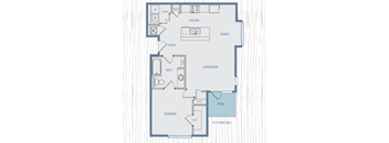 Rouge One Bedroom One Bathroom Floorplan at Silver Oaks Apartments, Louisiana