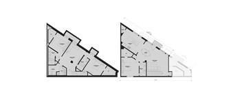 A black and white image of two floor plans for a house.