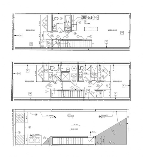 a floor plan of a house with two different elevations