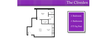 A purple framed image of a floor plan for a property called The Cliveen.