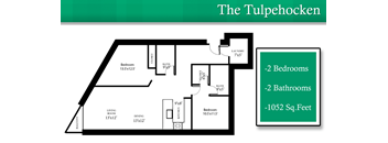 A floor plan of a house named The Tulpehocken with dimensions and measurements.