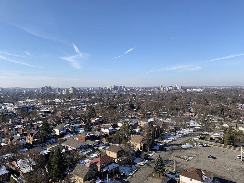 an aerial view of the city from balcony