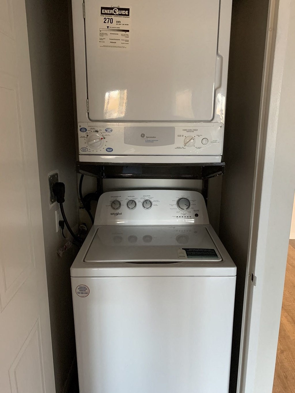 stacked in-suite washer and dryer