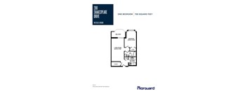 A floor plan for a one bedroom apartment at 200 Shakespeare Drive, Waterloo, Ontario.