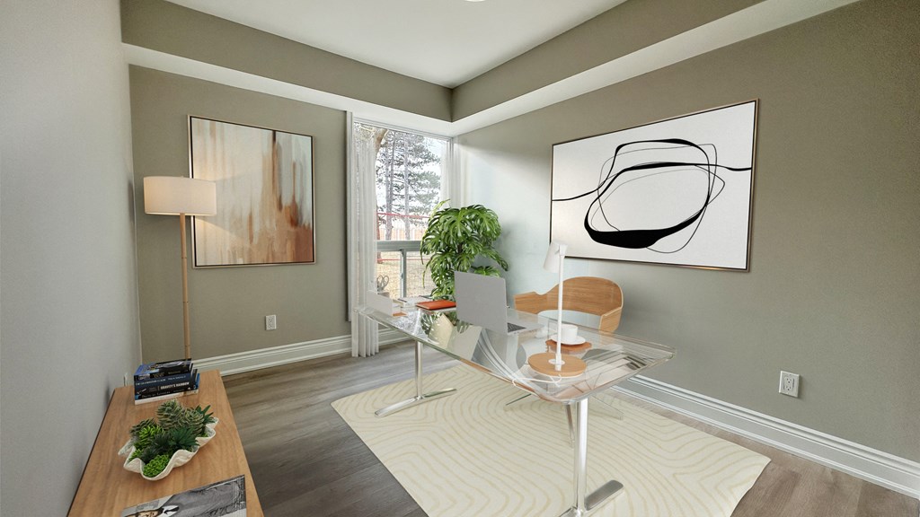 a bedroom with potential to be a home office