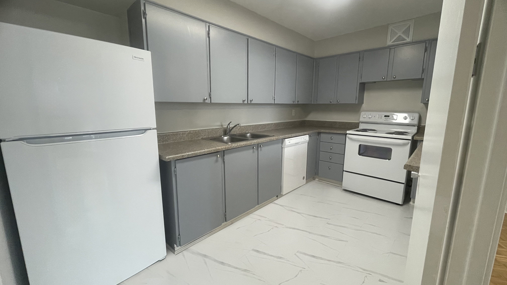 Kitchen with white appliances