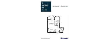 A floor plan for a one bedroom apartment at 200 Shakespeare Drive in Waterloo, Ontario.