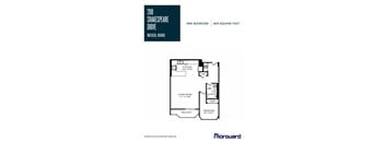 A floor plan for a one bedroom apartment at 200 Shakespeare Drive in Waterloo, Ontario.
