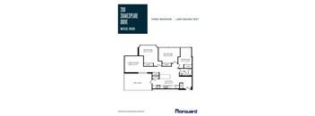A floor plan for a three bedroom apartment at 200 Shakespeare Drive, Waterloo, Ontario.