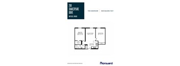 A floor plan for a two bedroom apartment at 200 Shakespeare Drive in Waterloo, Ontario.
