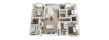 A diagram of a house layout with four different floor plans.