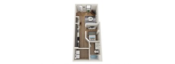 Studio Floor Plan at EagleRidge Plaza Residences, Fargo, ND, 58104