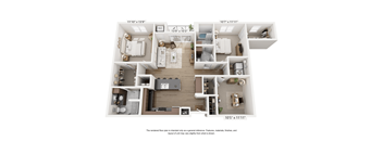 A floor plan of an apartment with dimensions and various rooms labeled.