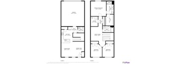 A floor plan of a two story house with two bedrooms on the second floor.