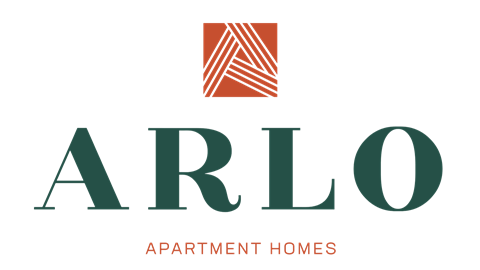 A logo with the word ARLO and a small square with lines in it.