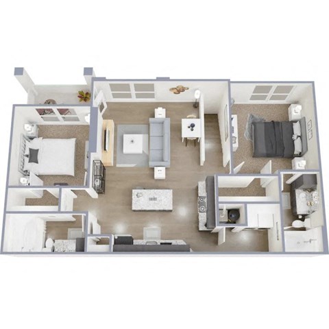 a 3d floor plan of a living room with a bedroom