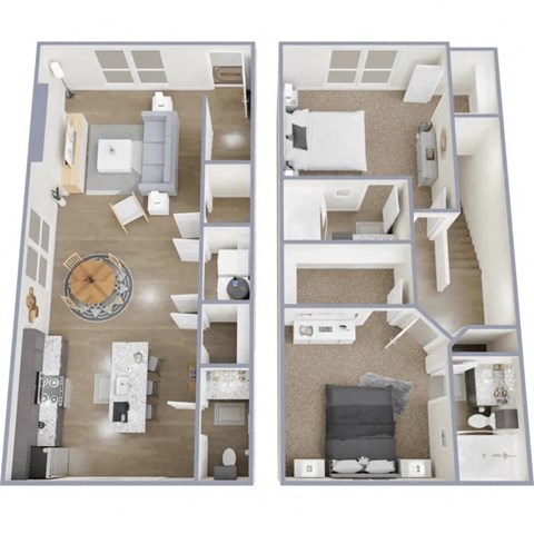 a comparison of a 1 bedroom and a 2 bedroom floor plan