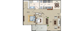 2 BR 1 BA Floorplan