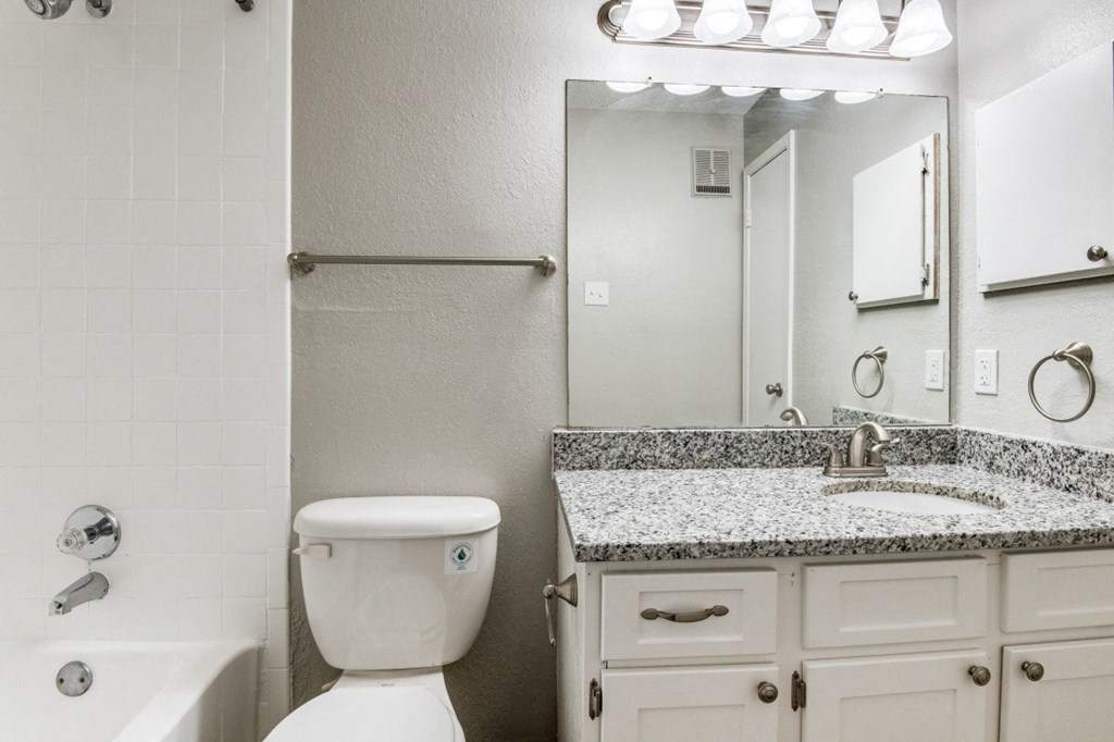 a bathroom with a sink toilet and bathtub at Foxborough Apartments, Irving, TX, Texas, 75061