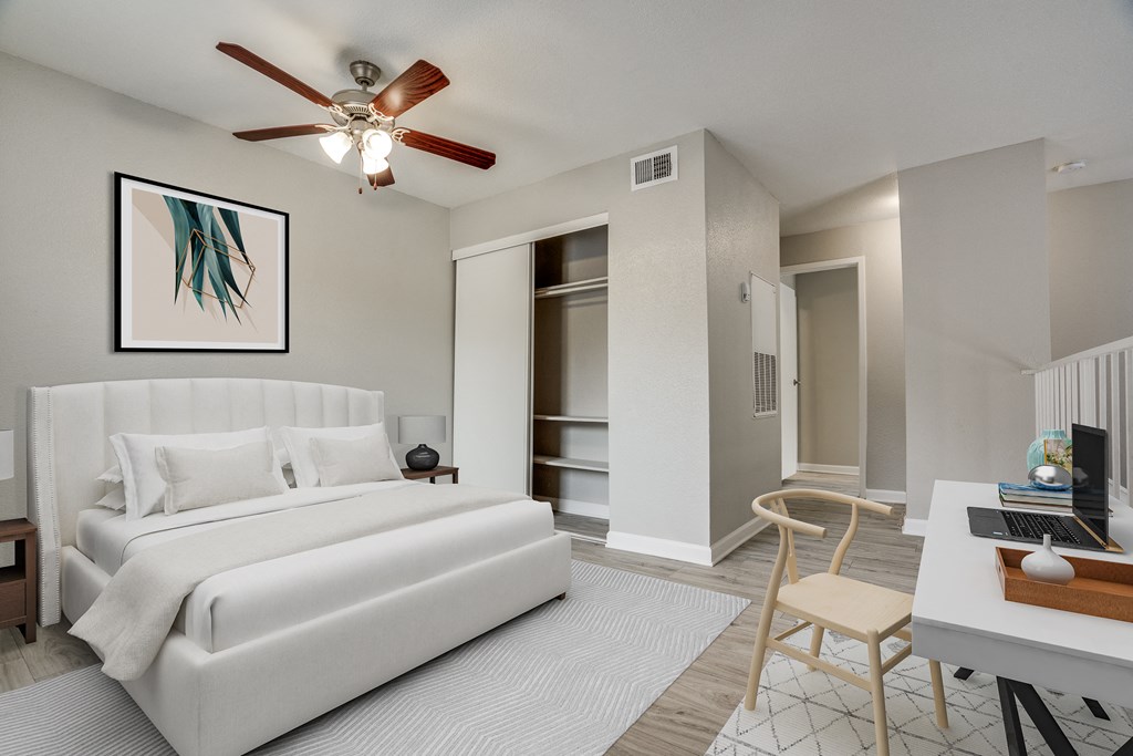 Bedroom With Adequate Storage at Seacrest Apartments, Garland, TX, Texas, 75044