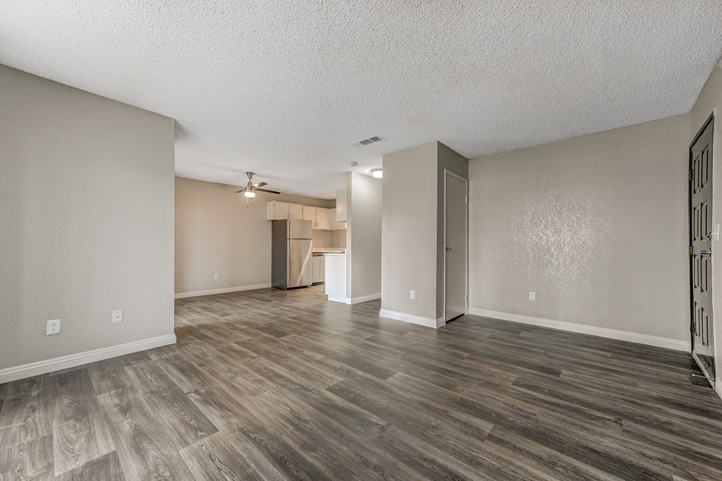 Empty living room at Desert Bay Apartments, Laughlin, Nevada