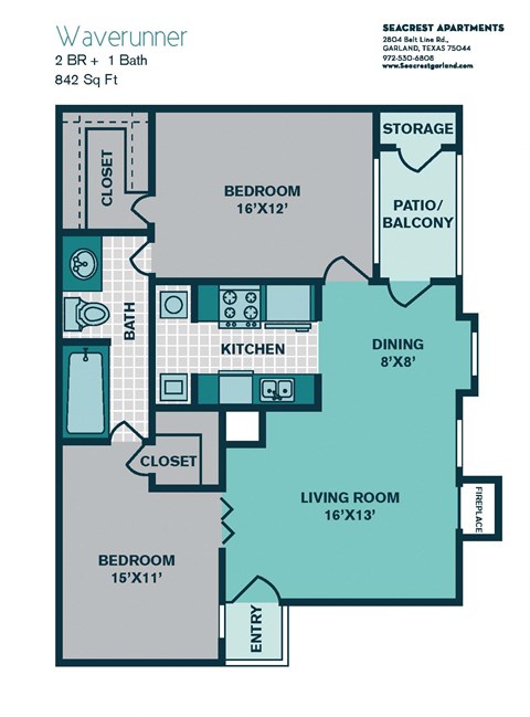 1 Bedroom A5 - 842sqft - WAVERUNNER at Seacrest Apartments, Garland