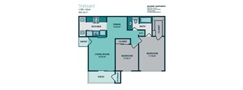 2 Bed 1 Bath B1 - 853sqft - STARBOARD at Seacrest Apartments, Texas, 75044