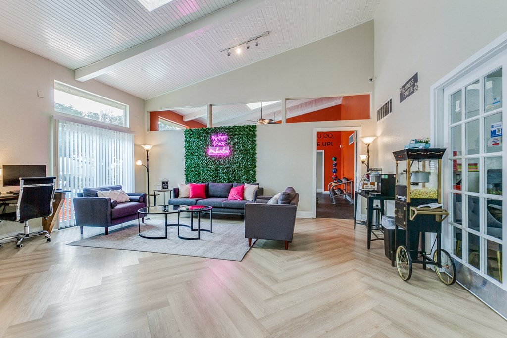 Living room at Falls on Clearwood Apartments, Richardson, TX, Texas