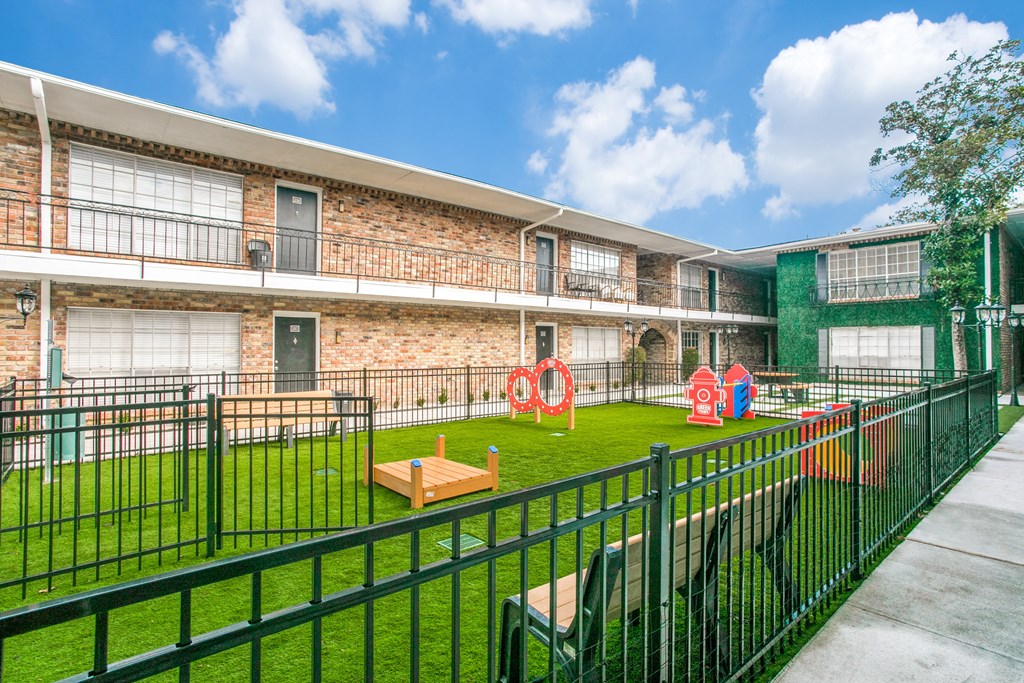 Dog park at Bellaire Oaks Apartments, Houston, TX, 77096