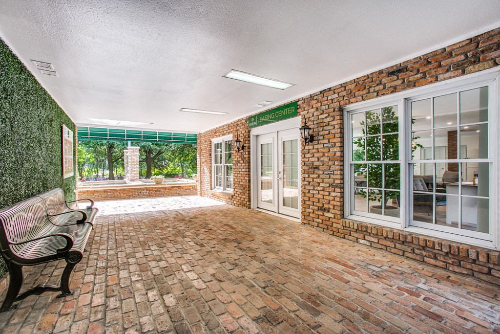 leasing office entrance at Bellaire Oaks Apartments, Houston, Texas
