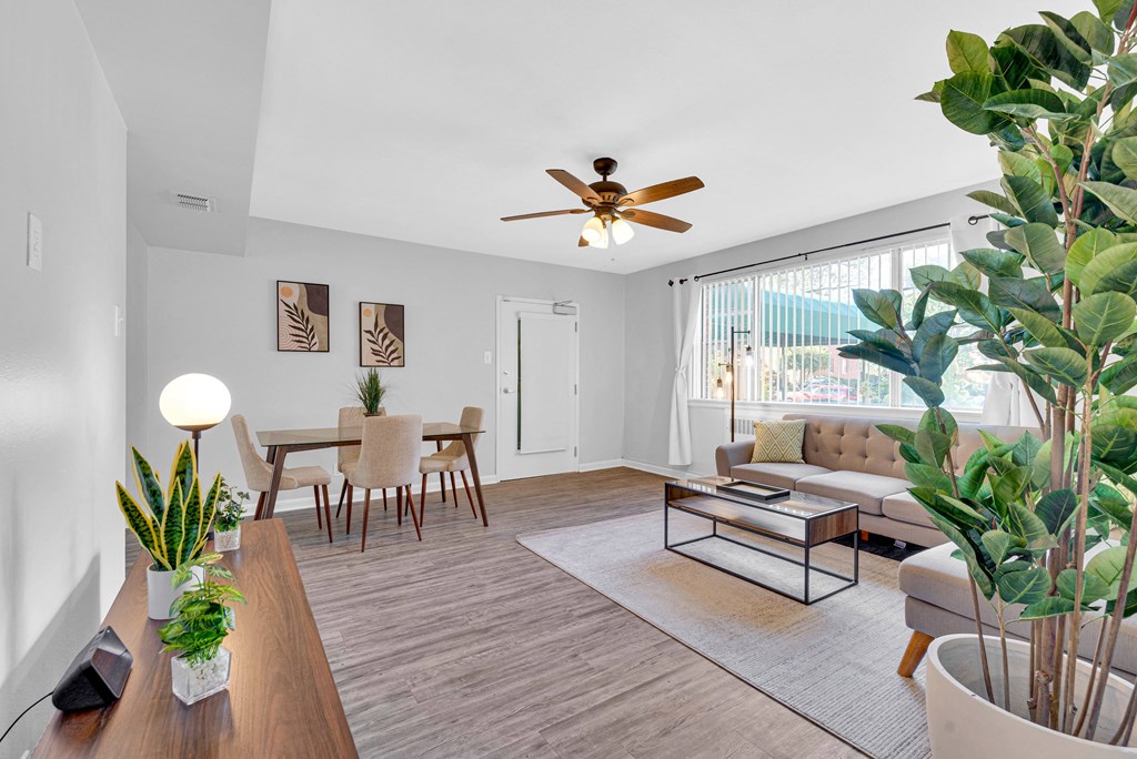 model living room at Hampton Gardens, Saint Louis, Missouri