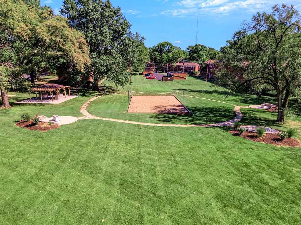 sand volleyball court at Hampton Gardens, Missouri