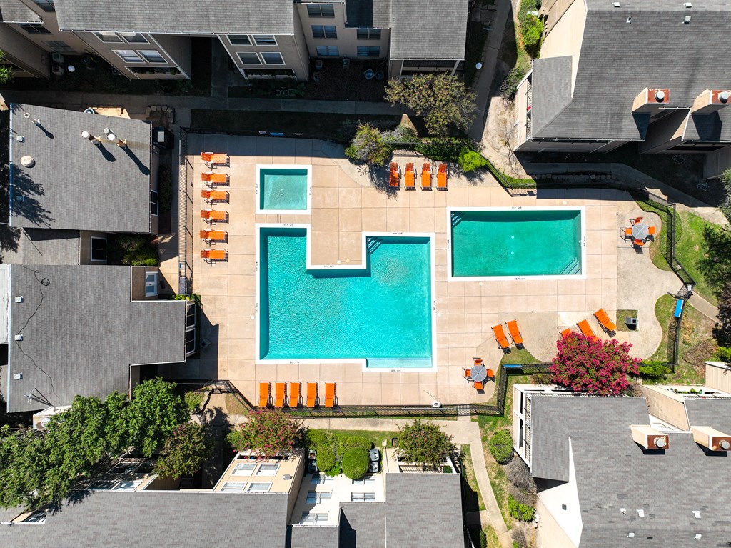 Aerial View Of Swimming pool at Seacrest Apartments, Garland