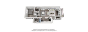 a stylized floor plan of a 2100 sq ft apartment