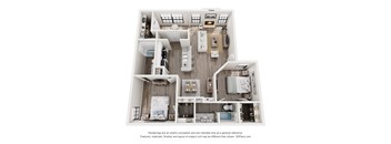 a 3d floor plan of a home with a bedroom