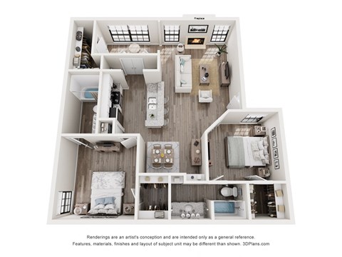 a 3d floor plan of a home with a bedroom