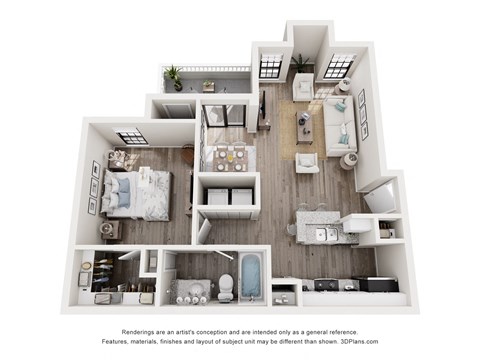a 3d floor plan of a bedroom