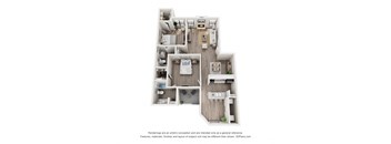Magnolia Floor plan of a 2100 sq ft apartment at Foxborough Apartments, Irving, TX, Texas, 75061